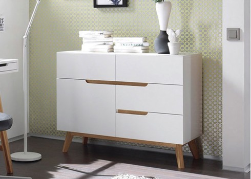 Kummut CERVO mattvalge / tamm, 97x40xH76 cm, mööbel, elutoamööbel