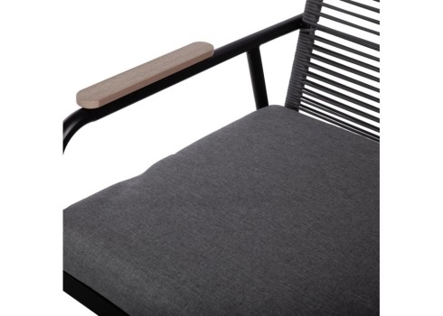 Aiamööblikomplekt MACOS laud, diivan ja 2 tooli, hall-must