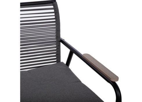 Aiamööblikomplekt MACOS laud, diivan ja 2 tooli, hall-must