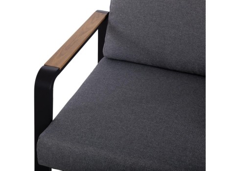 Aiamööblikomplekt LONA laud, diivan ja 2 tooli, hall-must