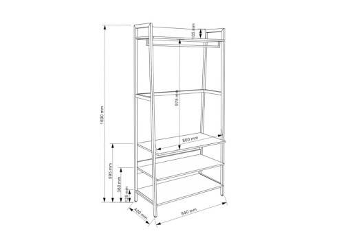 Esikuriiul LAVINIA 84x40xH169cm, saar-must