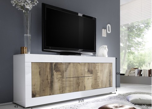 Kummut BASIC valge läige / tamm Pero, mööbel, elutoamööbel, kummutid