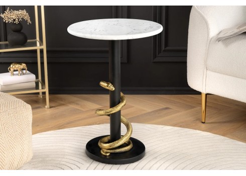 Abilaud SNAKE valge marmor / kuldne, kohvilaud, mööbel, elutoamööbel