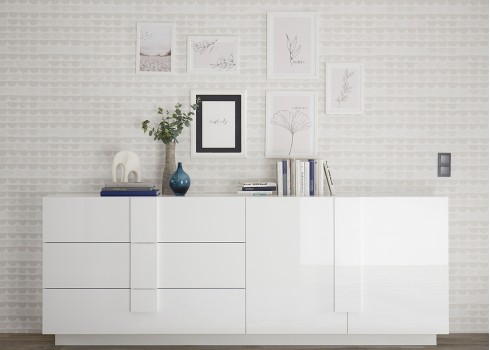 Kummut JUPITER valge kõrgläige, mööbel, elutoamööbel, kummutid