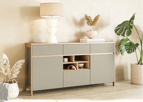 Kummut STRANDA hallikasroheline / tamm, mööbel, elutoamööbel, kummutid