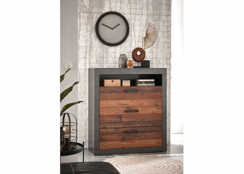 Kummut BROOKLYN pruun / hall, mööbel, elutoamööbel, kummutid