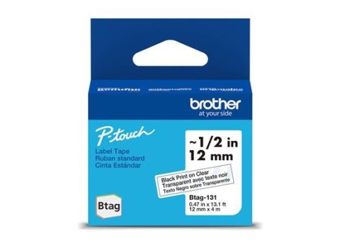 Lint Brother BTAG131 12mm must-läbipaistev 4m