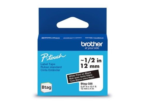 Lint Brother BTAG335 12mm valge-must 4m