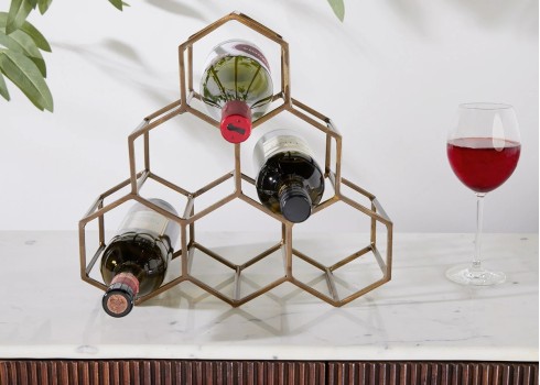 Veiniriiul HONEYCOMB kuldne, mööbel, elutoamööbel, veinikapid