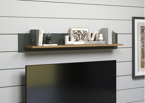 Seinariiul STANTON roheline / tamm, mööbel, elutoamööbel, riiulid