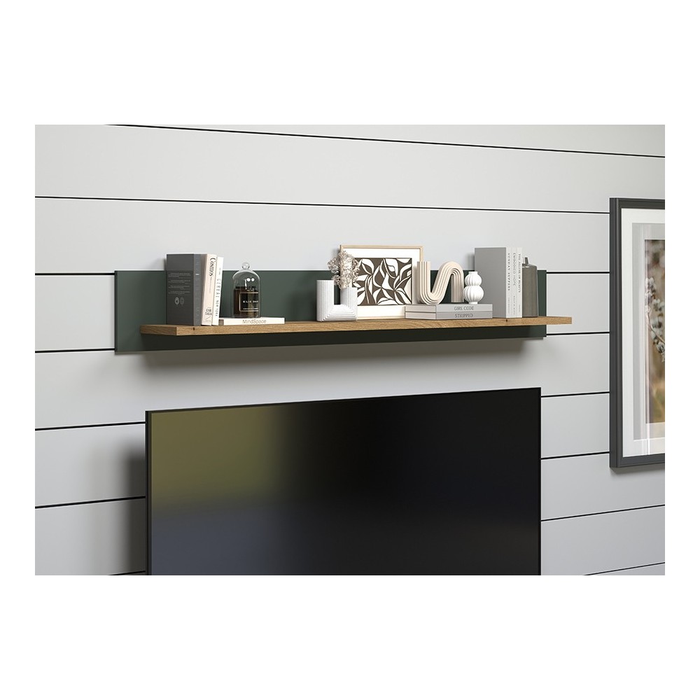 Seinariiul STANTON roheline / tamm, mööbel, elutoamööbel, riiulid