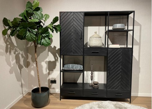 Kapp-riiul YORK must, mööbel, elutoamööbel, kapid, riiulid, riiul