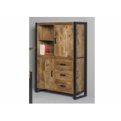 Kapp-riiul NAIROBI naturaalne puit / must, mööbel, elutoamööbel, kapid