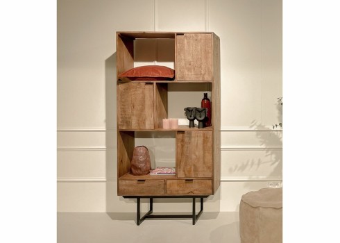 Kapp-riiul VALDEZ naturaalne puit / must, mööbel, elutoamööbel, kapid