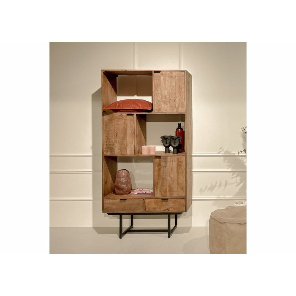 Kapp-riiul VALDEZ naturaalne puit / must, mööbel, elutoamööbel, kapid