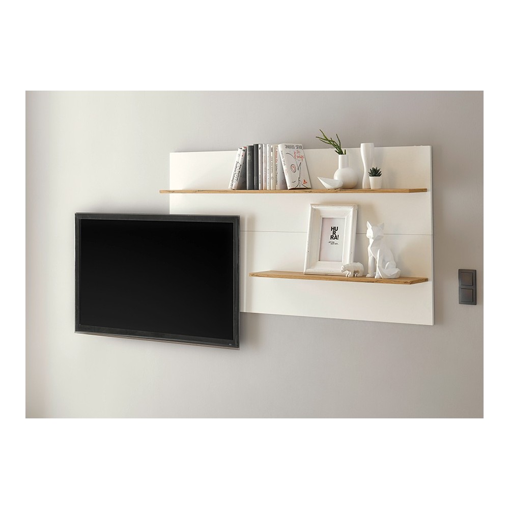 Seinariiul CITY valge / tamm, 150x18xH80 cm