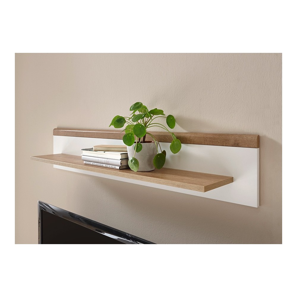 Seinariiul LENA valge / tamm, mööbel, elutoamööbel, riiulid, riiul