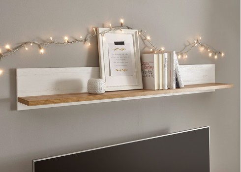 Seinariiul WESTMINSTER valge / tamm, mööbel, elutoamööbel, riiulid