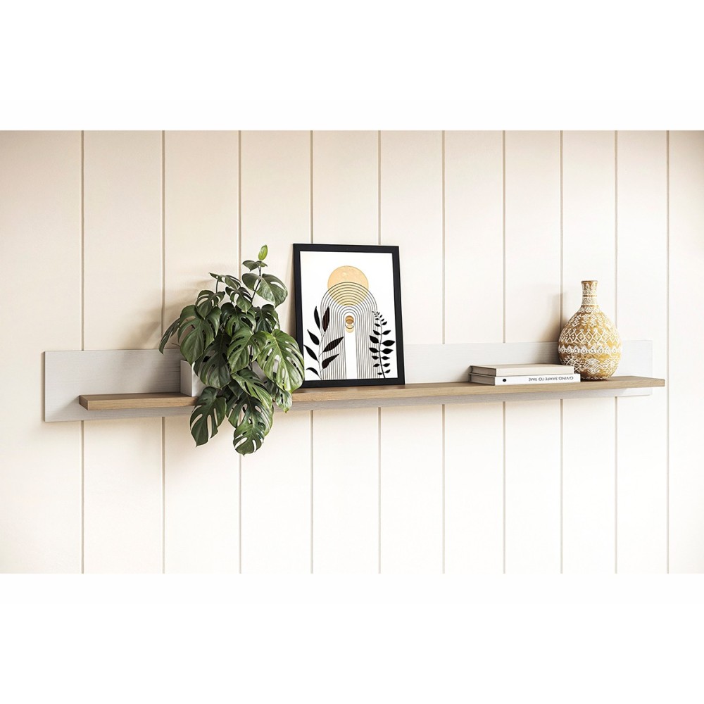 Seinariiul STRANDA valge / tamm, mööbel, elutoamööbel, seinariiulid