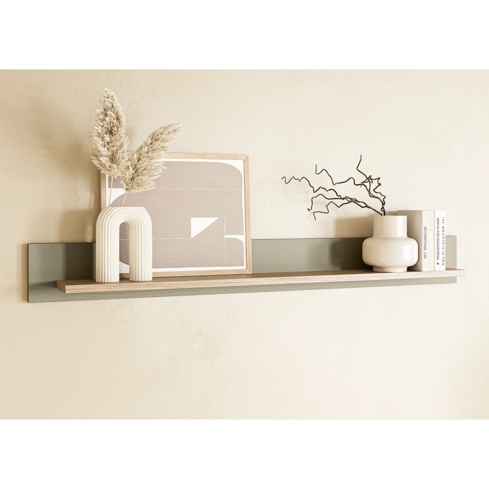 Seinariiul STRANDA hallikasroheline / tamm, mööbel, elutoamööbel, seinariiulid