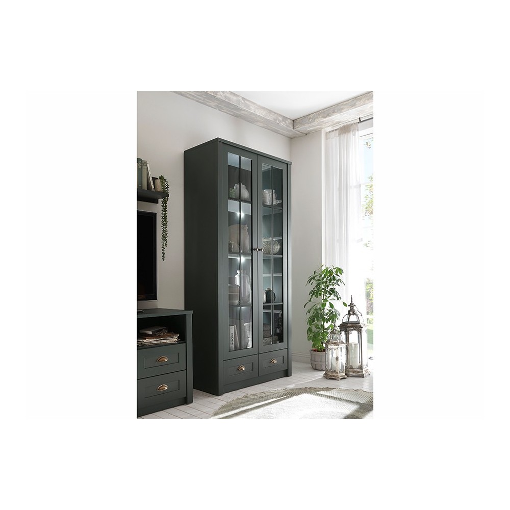 Vitriinkapp ASCOT tumeroheline, mööbel, elutoamööbel, vitriinkapid