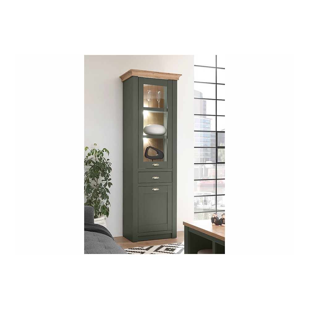 Vitriinkapp CAMBRIDGE roheline / tamm, mööbel, elutoamööbel,