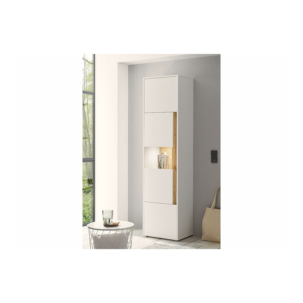 Vitriinkapp CITY valge / tamm, 50x40xH200 cm