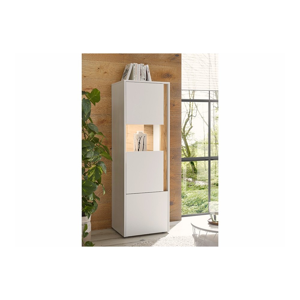 Vitriinkapp CITY valge / tamm, 50x40xH157 cm