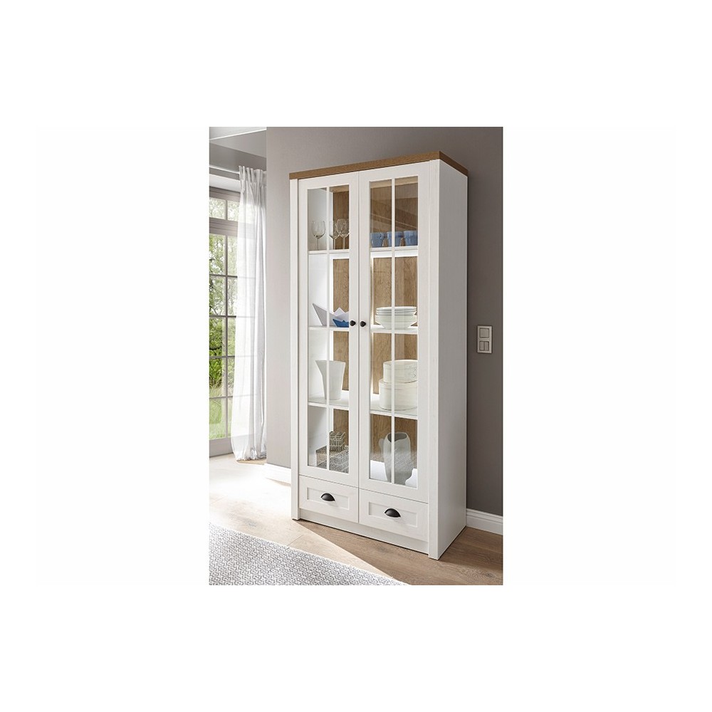Vitriinkapp PROVENCE valge mänd / tamm, mööbel, elutoamööbel, vitriin