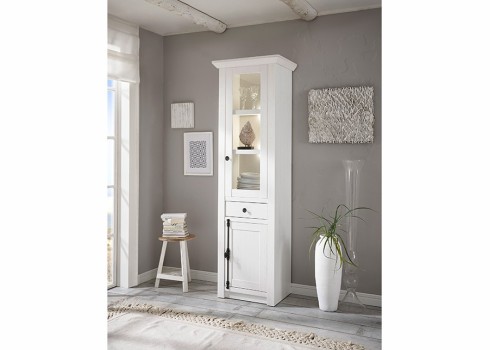 Vitriinkapp WESTERLAND valge mänd, mööbel, elutoamööbel, vitriinkapid