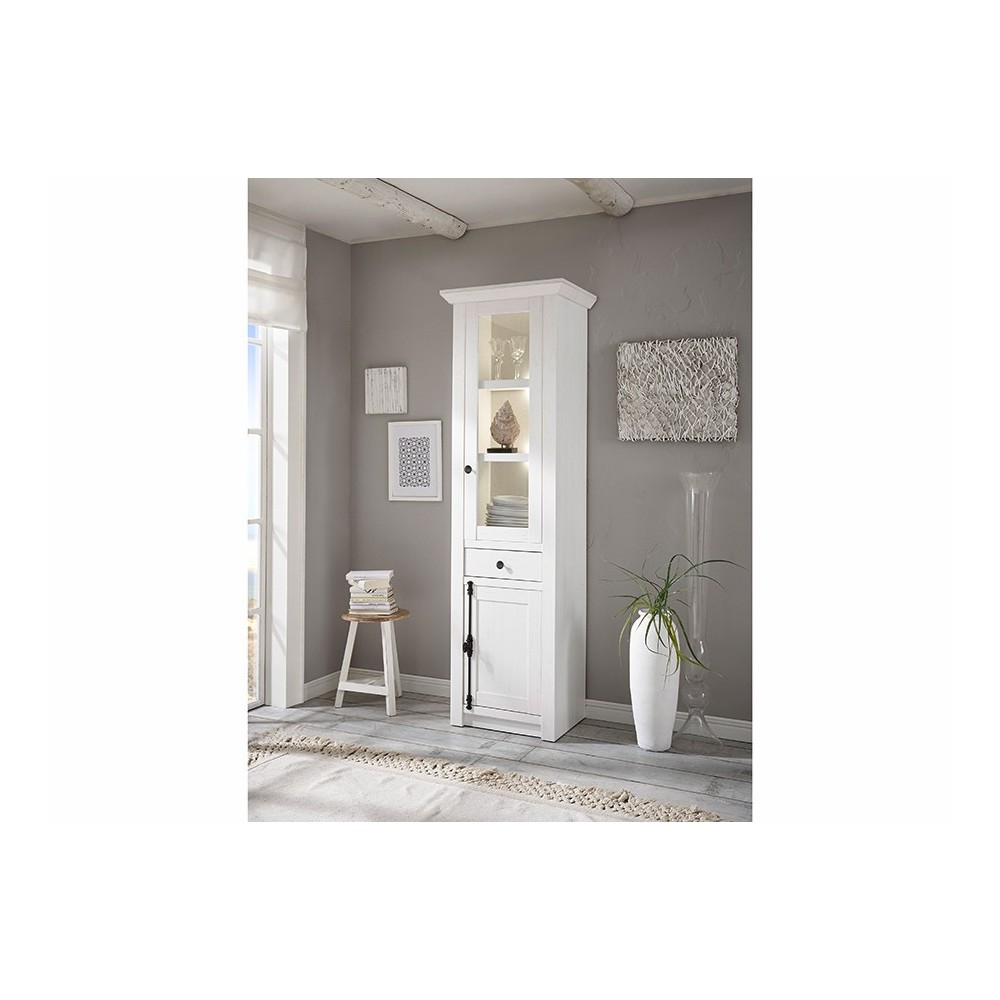 Vitriinkapp WESTERLAND valge mänd, mööbel, elutoamööbel, vitriinkapid