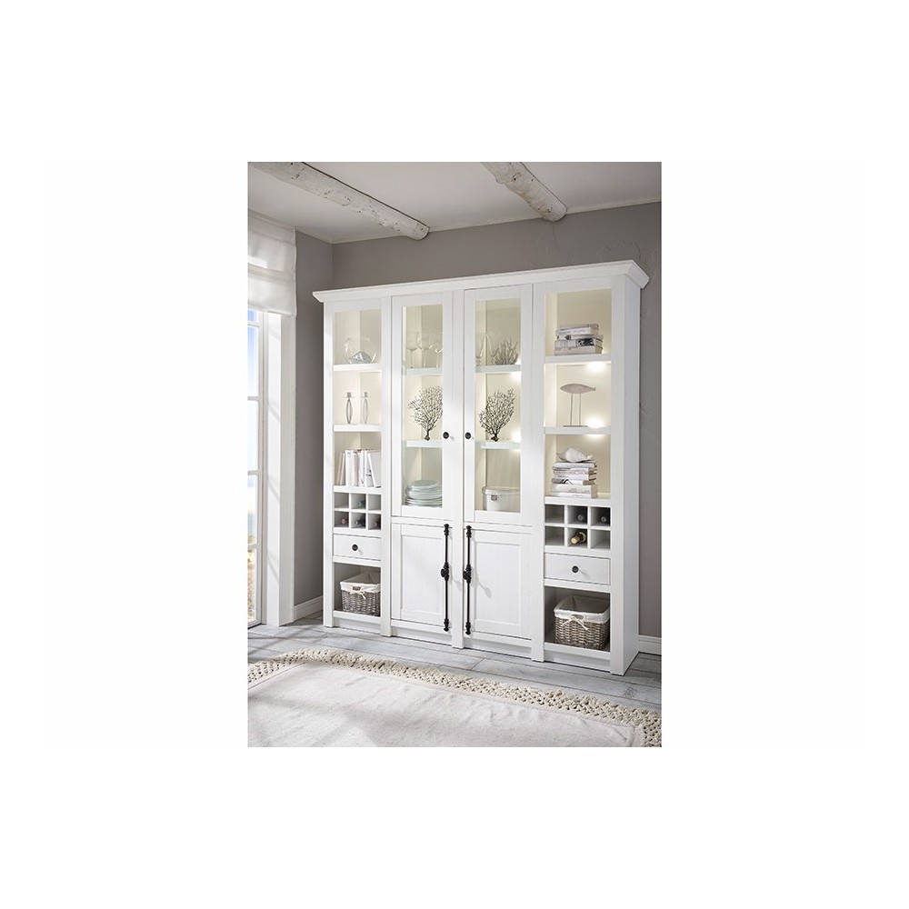 Vitriinkapp WESTERLAND valge mänd, mööbel, elutoamööbel, vitriinkapid