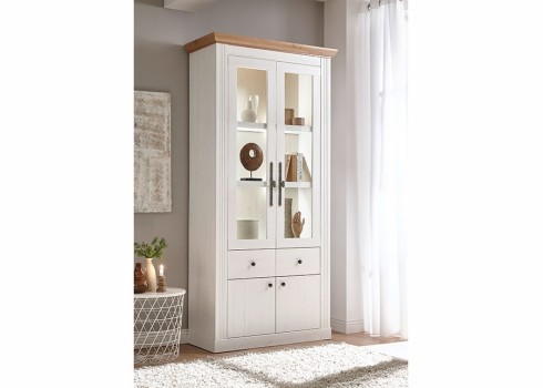 Vitriinkapp WESTMINSTER valge / tamm, mööbel, elutoamööbel, vitriin