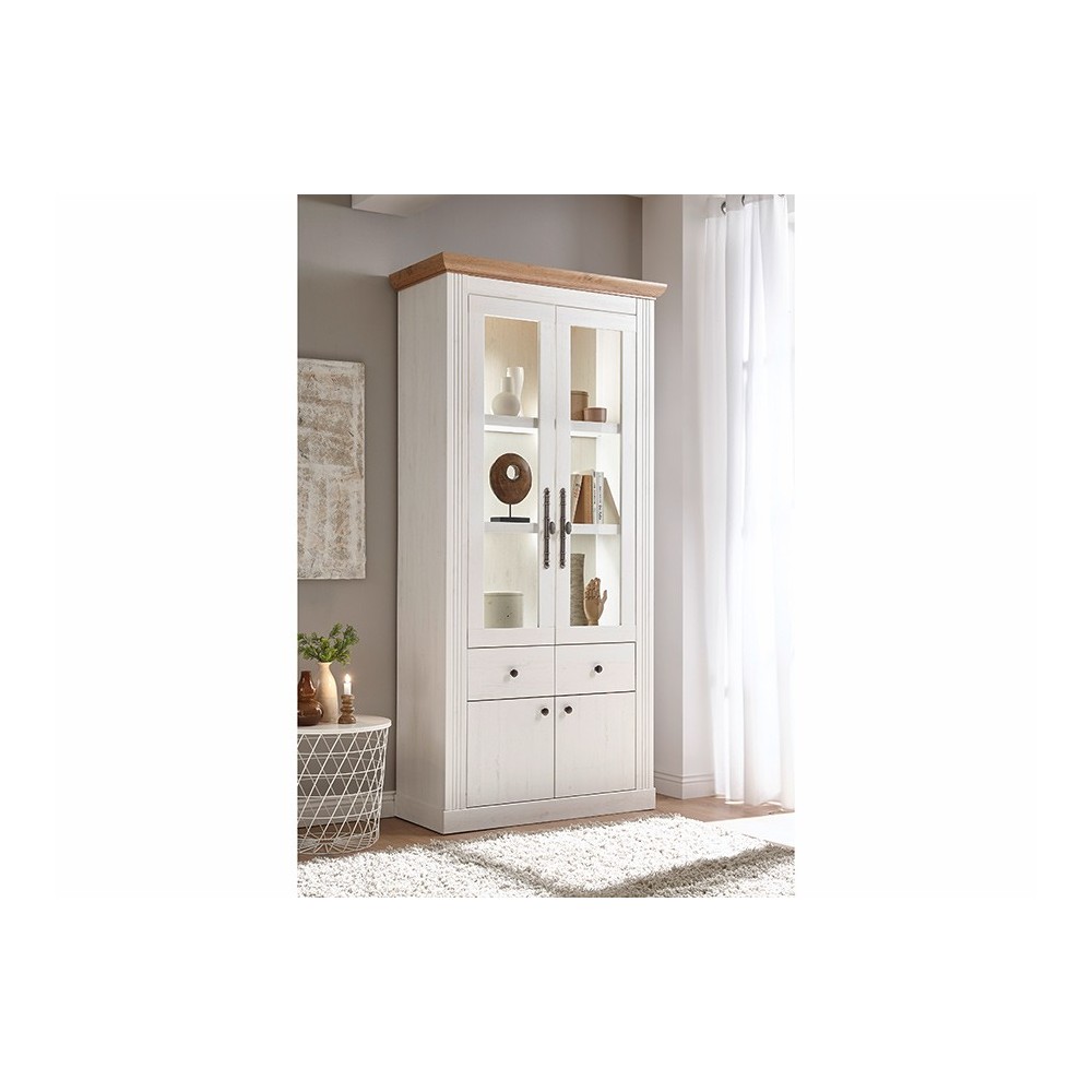 Vitriinkapp WESTMINSTER valge / tamm, mööbel, elutoamööbel, vitriin