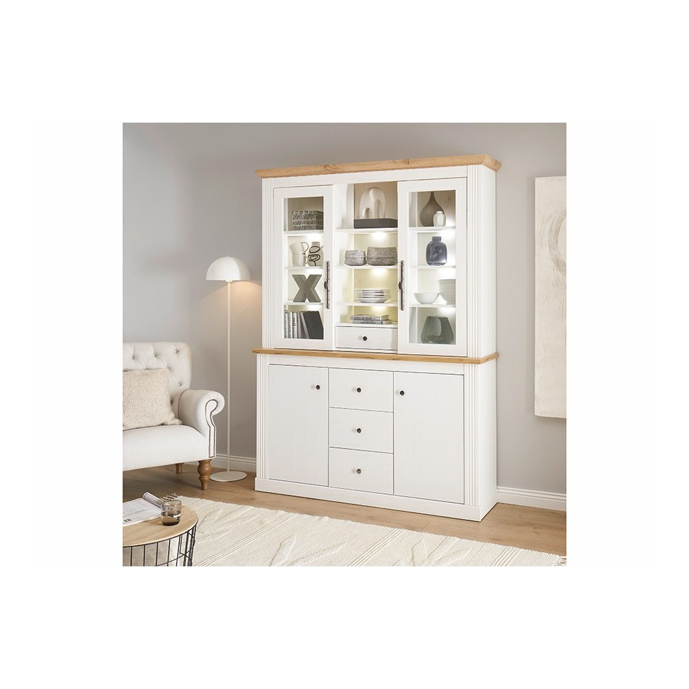 Puhvetkapp WESTMINSTER valge / tamm, mööbel, elutoamööbel, vitriin