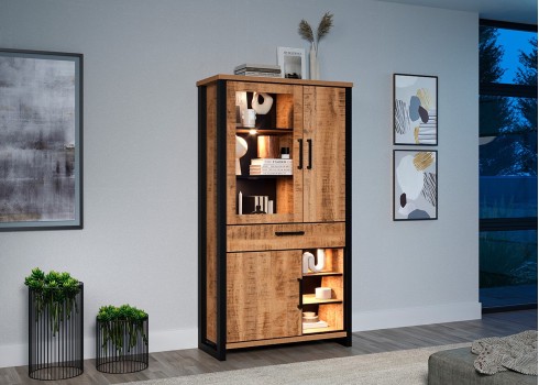 Vitriinkapp ENNA mango / must,  elutoamööbel, kummutid, vitriin