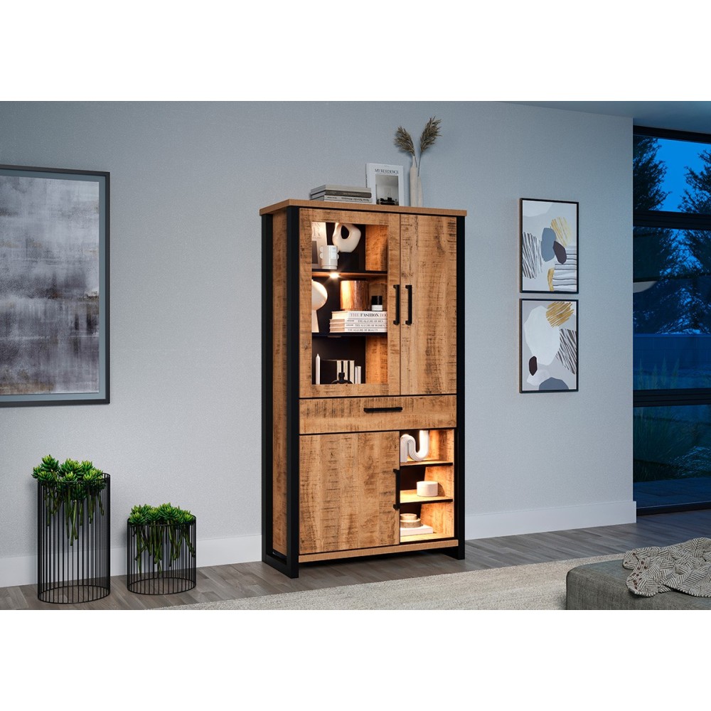 Vitriinkapp ENNA mango / must,  elutoamööbel, kummutid, vitriin