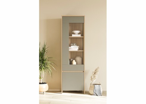 Vitriinkapp STRANDA hallikasroheline / tamm, mööbel, elutoamööbel