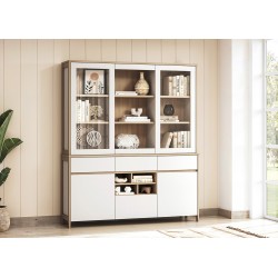 Puhvetkapp STRANDA valge / tamm, mööbel, elutoamööbel, vitriinkapid