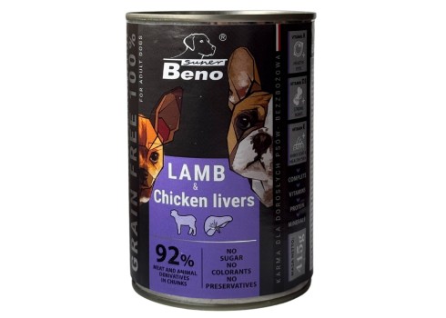 Super Beno konserv koerale lamba ja kodulinnu maksaga, tükid kastmes 10x415g