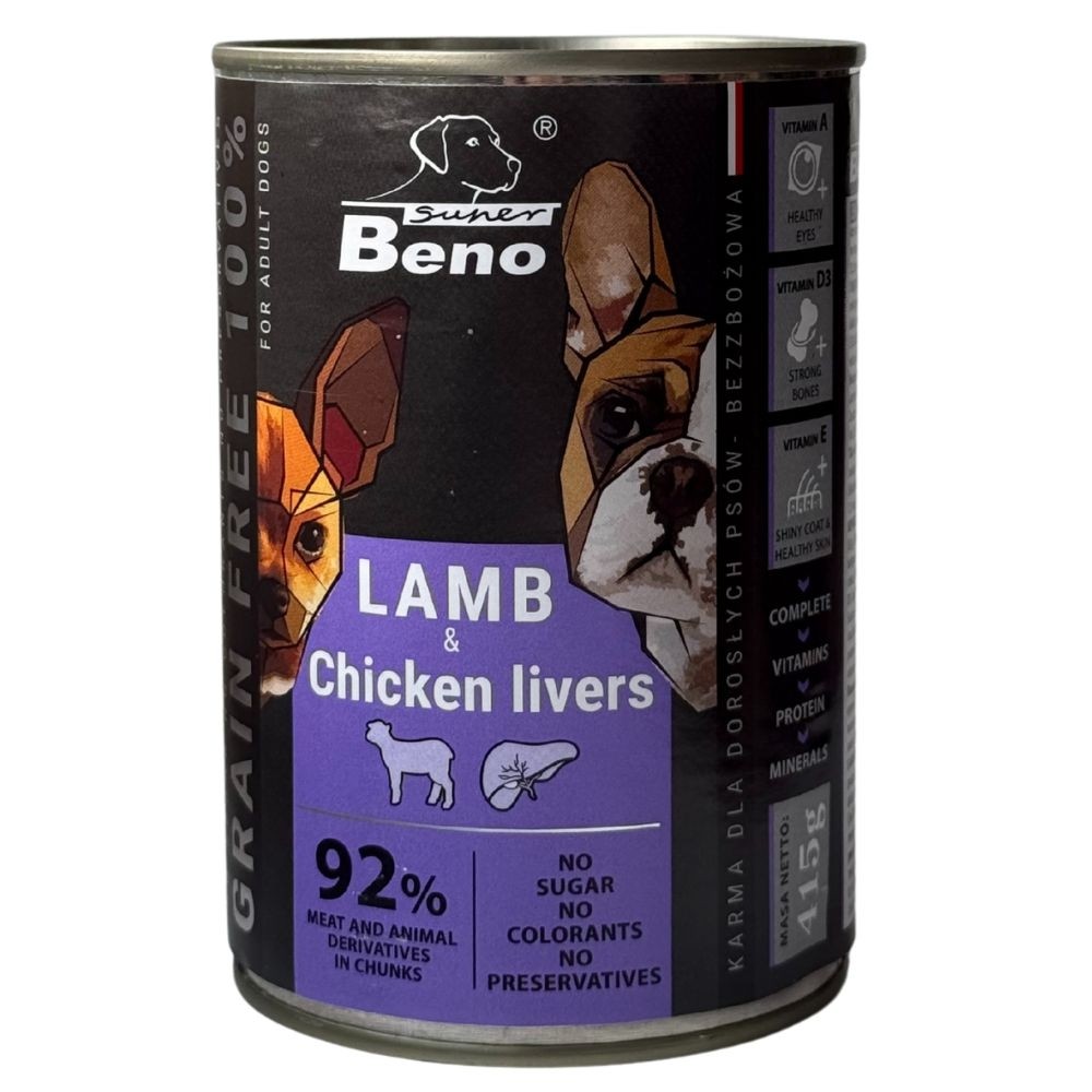 Super Beno konserv koerale lamba ja kodulinnu maksaga, tükid kastmes 10x415g