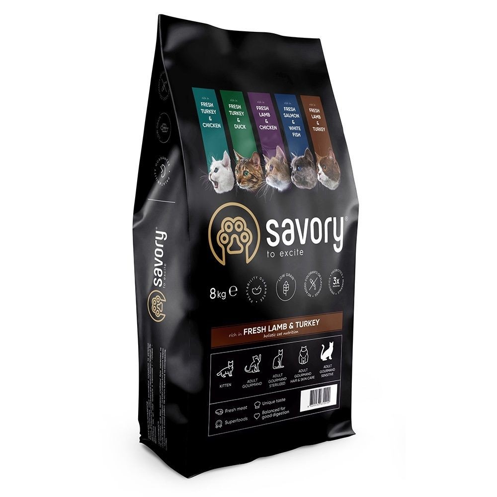 Savory Sensitive Digestion kassisööt lambaliha ja kalkuniga 8kg