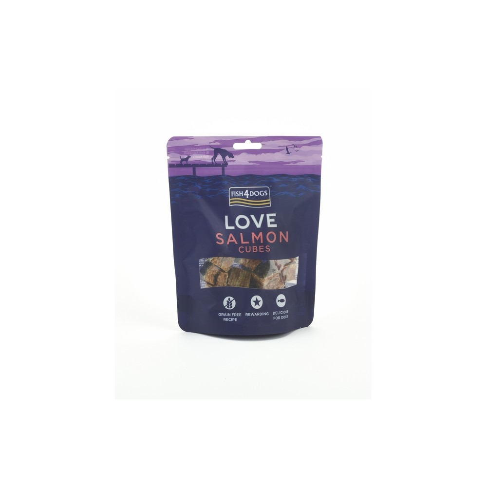 FISH4DOGS KOERA MAIUS LOVE LÕHE KUUBIKUD 85G