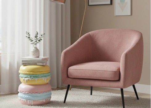 Abilaud MACARONS kollane / roosa, abilauad, kohvilaud, kohvilauad, mööbel, elutoamööbel