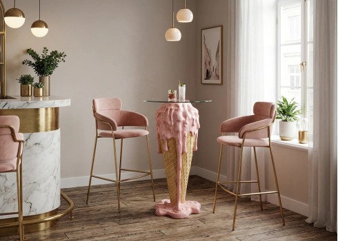Baarilaud ICE CREAM roosa, mööbel, söögitoamööbel, köögimööbel, baarilaud, baarilauad, kõrge söögilaud