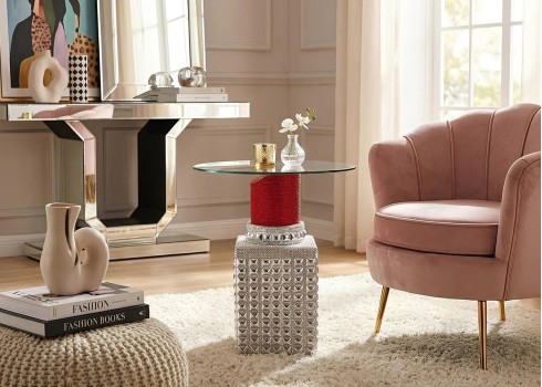 Laud LIPSTICK hõbe / punane, mööbel, elutoamööbel, laud, lauad, abilauad, abilaud, mööbli müük