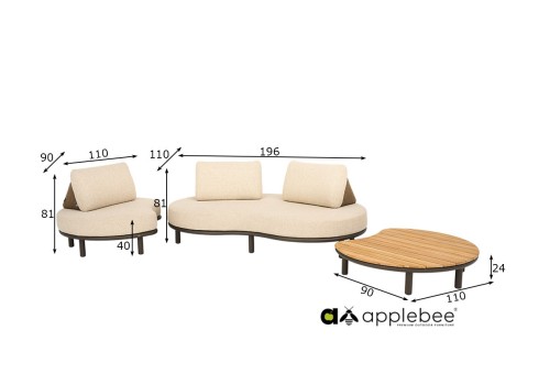 Aiamööbli komplekt Apple Bee MOON ISLAND beež / pronks, aiamööbel, terrassimööbel