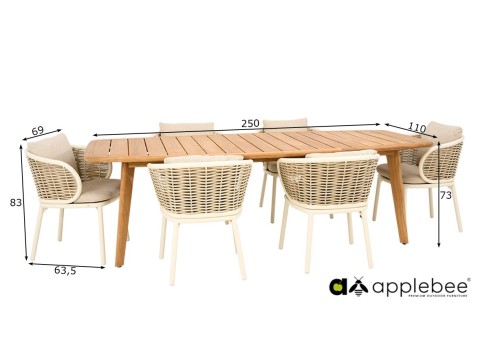 Aiamööbli komplekt Apple Bee PINE KEY helepruun / helebeež, aiamööbel, terrassimööbel