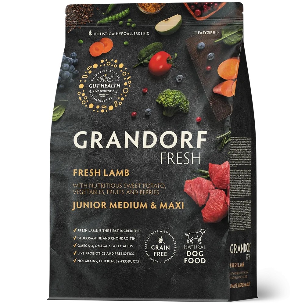 Grandorf Fresh koeratoit värske Lambaliha ja Bataat Juunioritele 3kg
