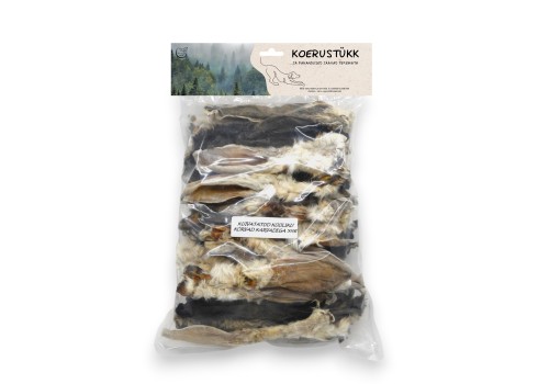 Koerustükk karvadega küüliku kõrvad koerale 500g